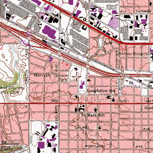 Topographic Map of Merriam Terrace Park, MN
