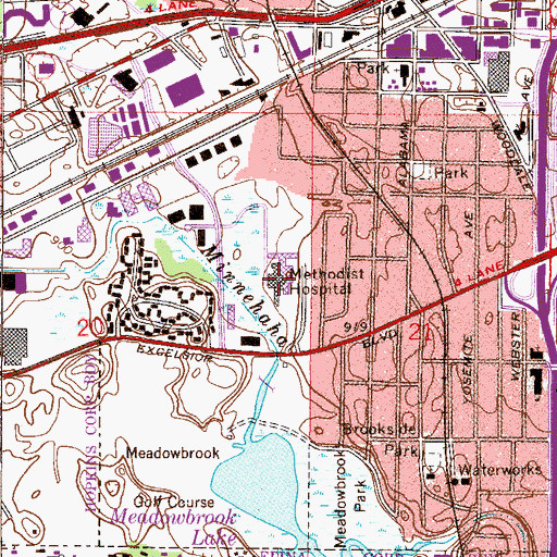 Topographic Map of Park Nicollet Methodist Hospital, MN