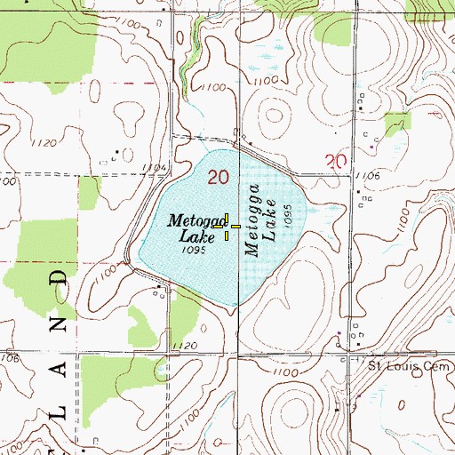 Topographic Map of Metogga Lake, MN