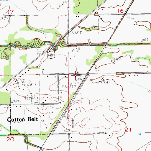 Topographic Map of Cotton Belt Missionary Baptist Church, AR