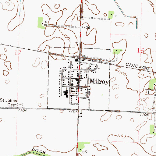 Topographic Map of Milroy, MN