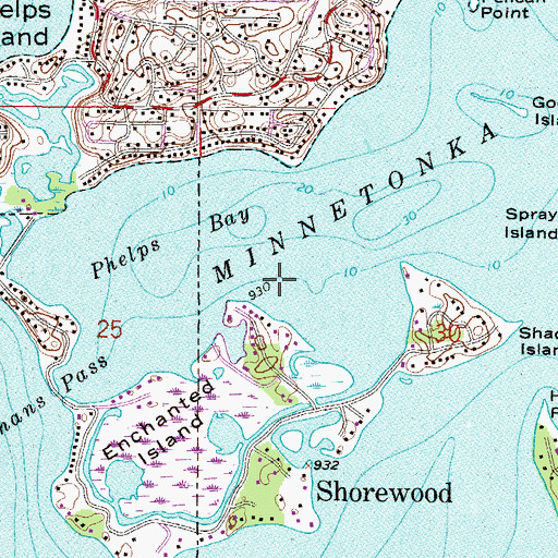 Topographic Map of Lake Minnetonka, MN
