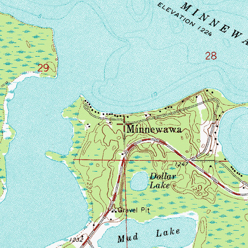 Topographic Map of Minnewawa, MN