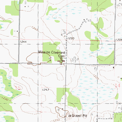 Topographic Map of Mission Covenant Cemetery, MN