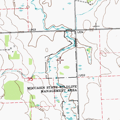 Topographic Map of Moccasin State Wildlife Management Area, MN