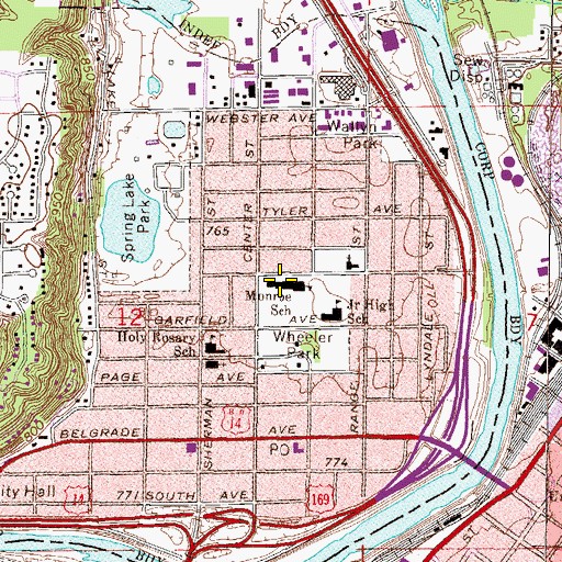Topographic Map of Monroe School, MN