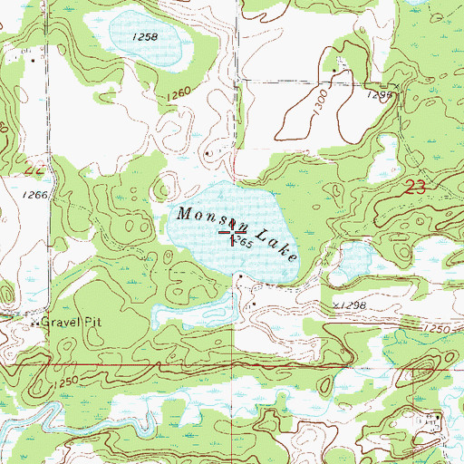 Topographic Map of Monson Lake, MN
