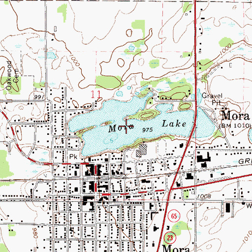 Topographic Map of Mora Lake, MN