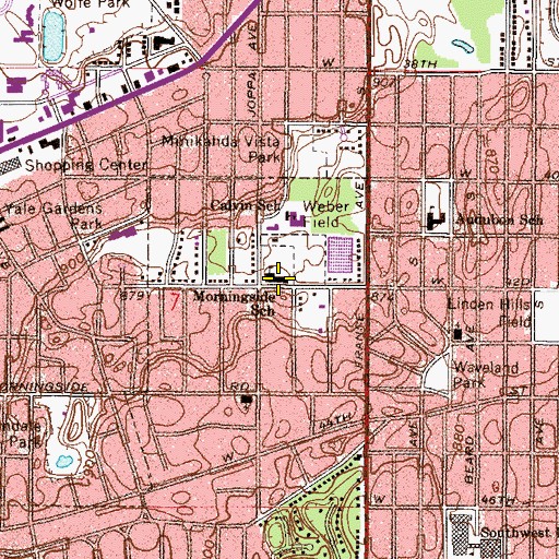 Topographic Map of Morningside School, MN