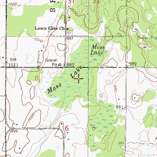 Topographic Map of Moss Lake, MN