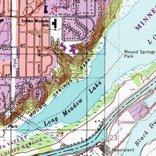 Topographic Map of Mound Springs Park, MN