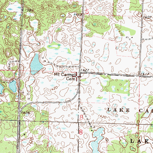Topographic Map of Mount Carmel Cemetery, MN