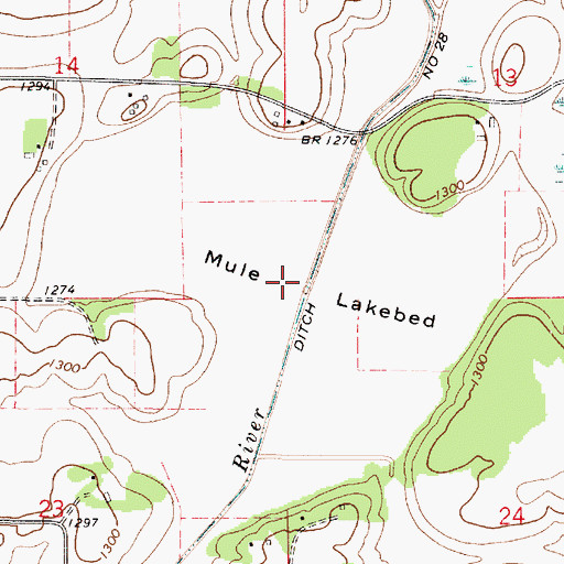 Topographic Map of Mule Lakebed, MN