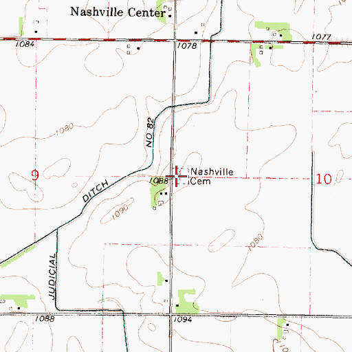 Topographic Map of Nashville Cemetery, MN