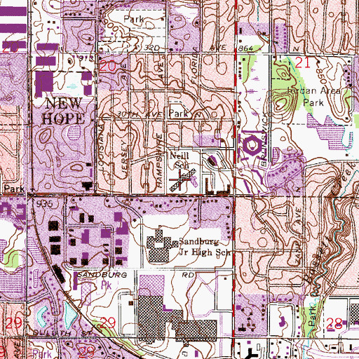 Topographic Map of Neill Elementary School, MN