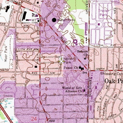 Topographic Map of Nelson Park, MN
