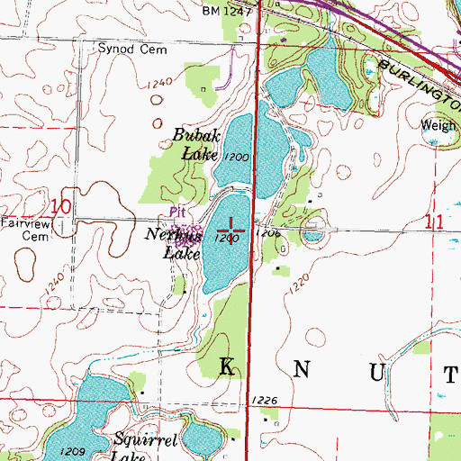 Topographic Map of Nerhus Lake, MN