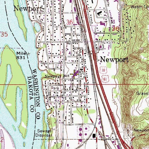 Topographic Map of Newport Elementary School, MN