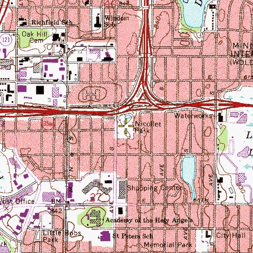Topographic Map of Nicollet Park, MN