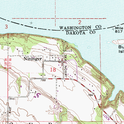 Topographic Map of Nininger, MN