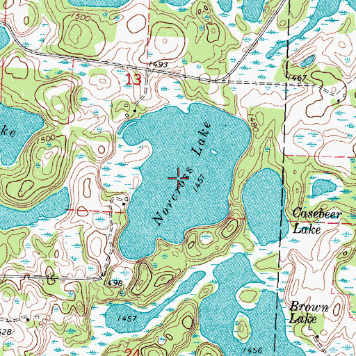 Topographic Map of Norcross Lake, MN