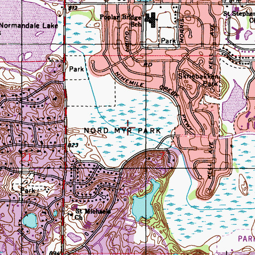 Topographic Map of Nord Myr Park, MN