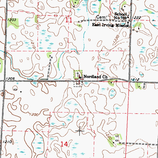 Topographic Map of Nordland Church, MN