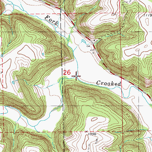 Topographic Map of North Fork Crooked Creek, MN