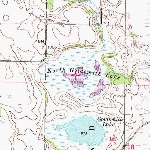Topographic Map of North Goldsmith Lake, MN