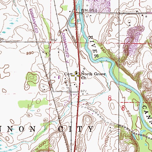 Topographic Map of North Grove Church, MN