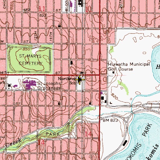 Topographic Map of Northrop School, MN