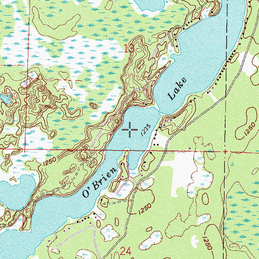 Topographic Map of O'Brien Lake, MN