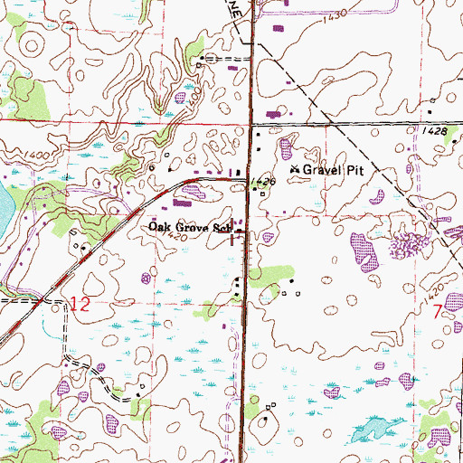 Topographic Map of Oak Grove School, MN