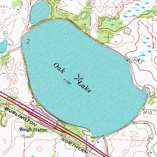 Topographic Map of Oak Lake, MN