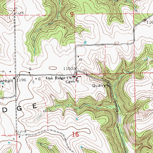 Topographic Map of Oak Ridge Church, MN