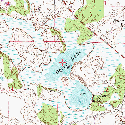 Topographic Map of Ogren Lake, MN