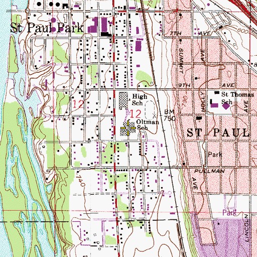 Topographic Map of Oltman School, MN