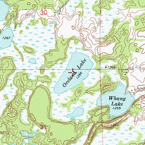Topographic Map of Oreland Lake, MN