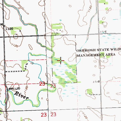 Topographic Map of Oshkosh State Wildlife Management Area, MN