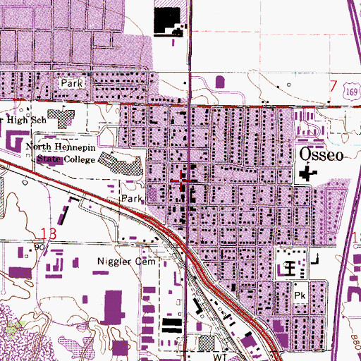 Topographic Map of Osseo, MN