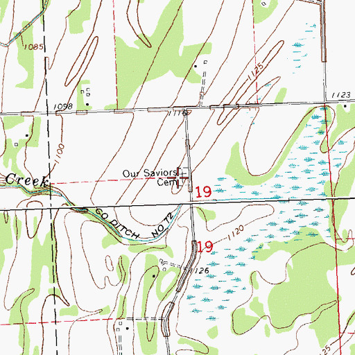 Topographic Map of Our Saviors Cemetery, MN