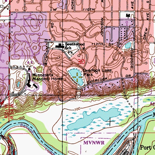 Topographic Map of Overlook Lake Park, MN