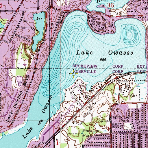 Topographic Map of Lake Owasso, MN
