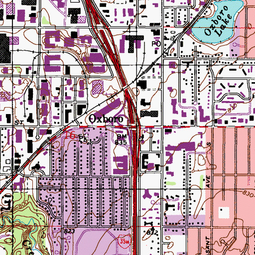 Topographic Map of Oxboro, MN