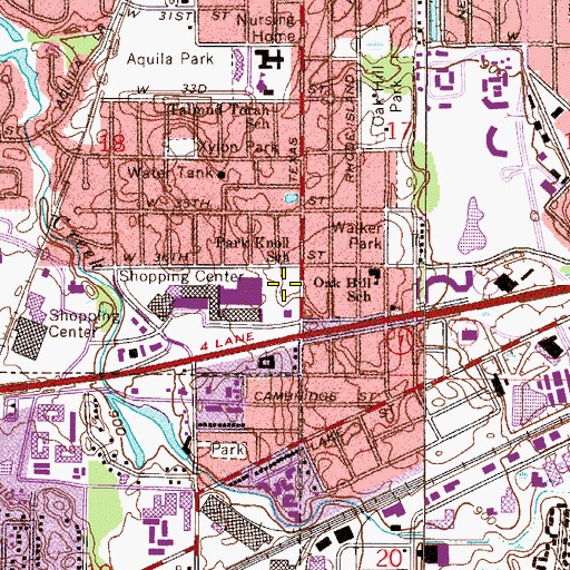Topographic Map of Park Knoll School, MN