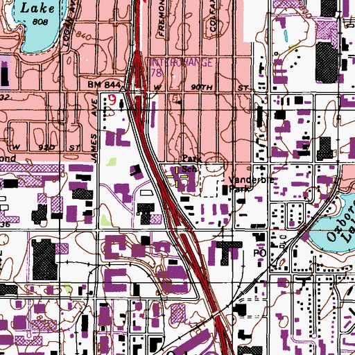 Topographic Map of Park School, MN