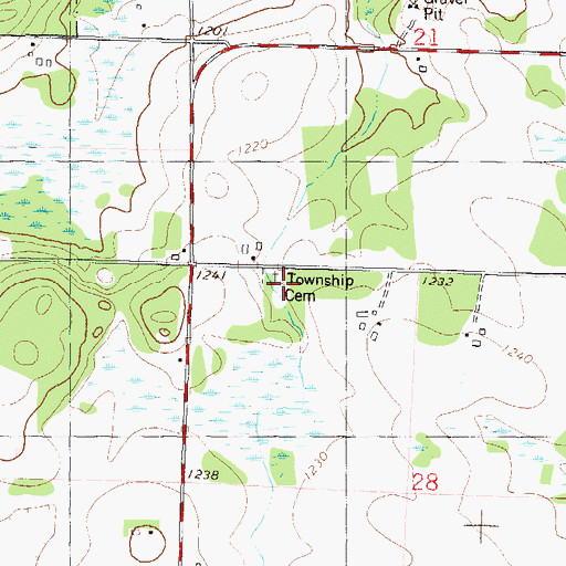 Topographic Map of Parker Township Cemetery, MN