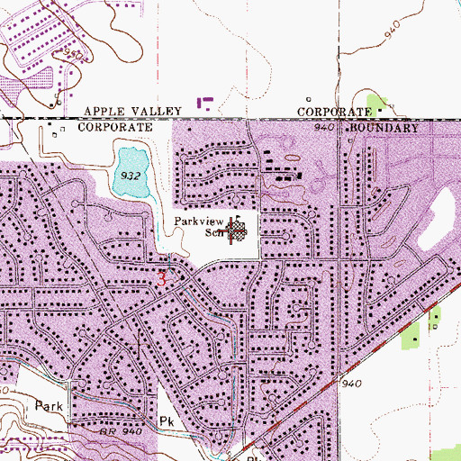Topographic Map of Parkview Elementary School, MN