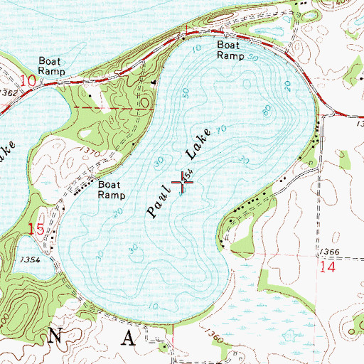 Topographic Map of Paul Lake, MN