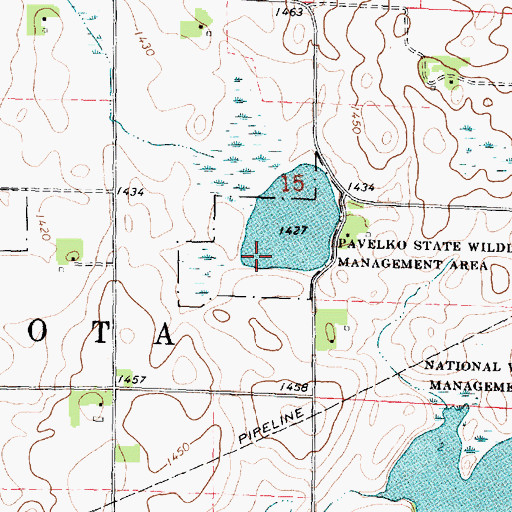 Topographic Map of Pavelko State Wildlife Management Area, MN